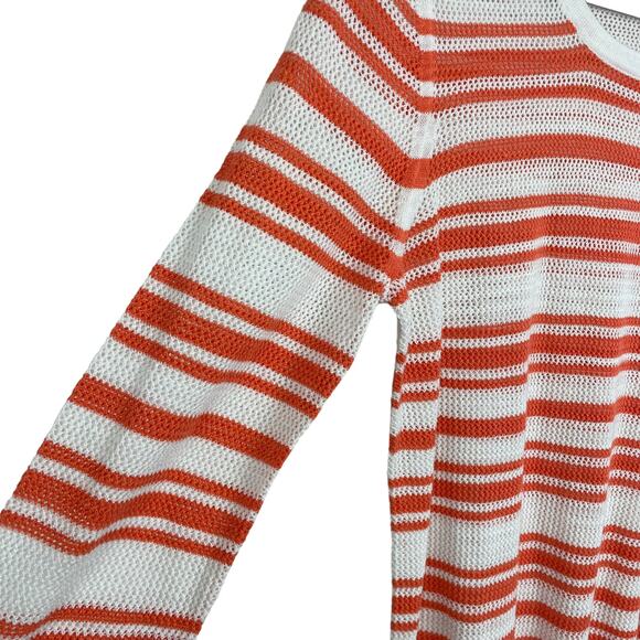 Tommy Bahama Crewneck Striped Sweater Orange White Womens Large - Picture 2 of 5